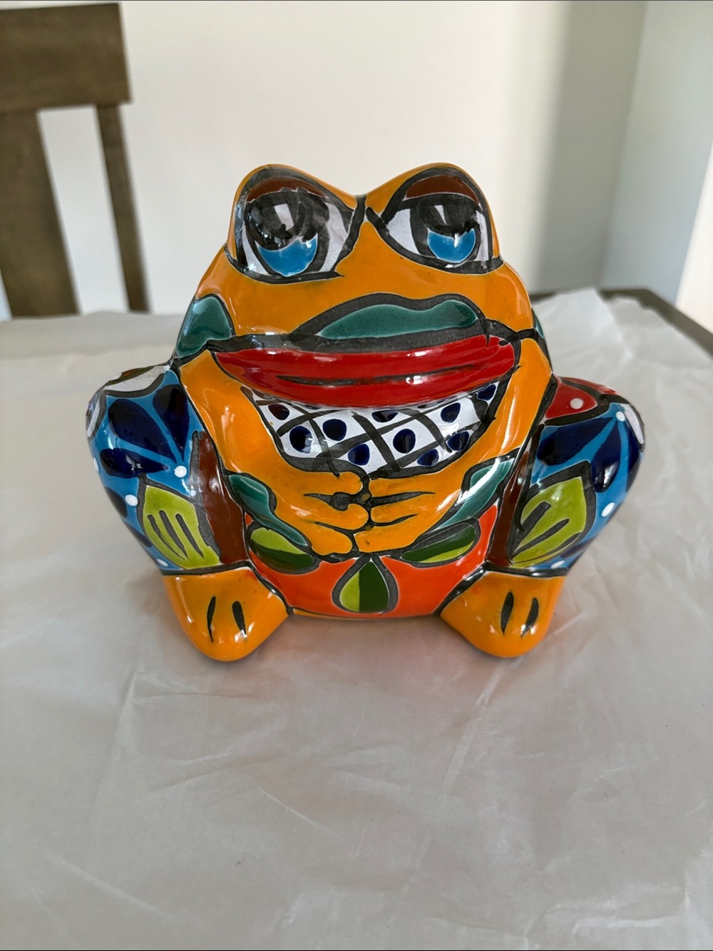 Talavera Bubble Frog Planter Animal Pot Mexican Pottery Folk Art Multicolor